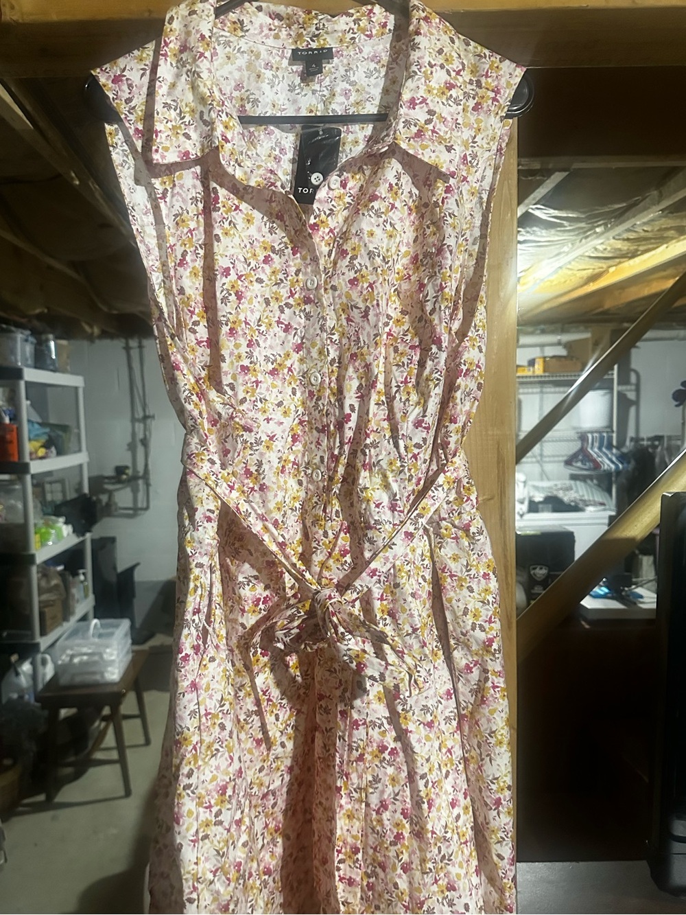Torrid Pink Multi Floral Sleeveless Midi Shirt Dress